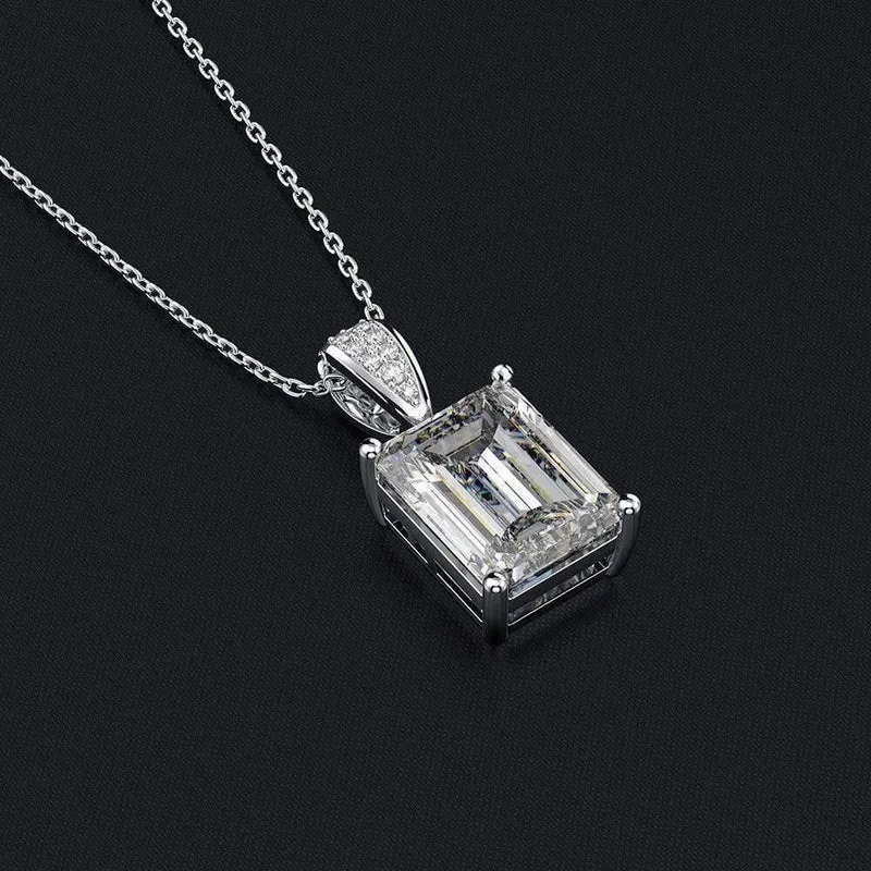 925 Sterling Silber Erstellt Moissanit Smaragd Edelstein Diamanten Anhänger Halskette Edlen Schmuck Großhandel