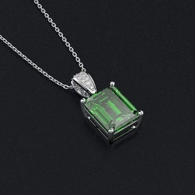 925 Sterling Silber Erstellt Moissanit Smaragd Edelstein Diamanten Anhänger Halskette Edlen Schmuck Großhandel