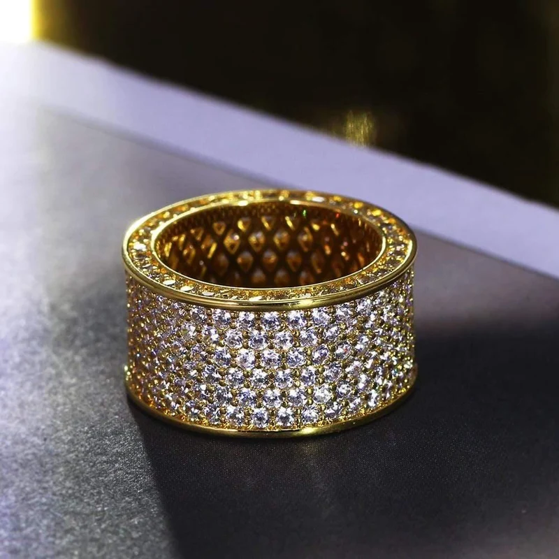 925 Silber Edelstein Ringe Finger glänzend 320 Stück vollständig simulierter Diamant Goldring für Damen Herren