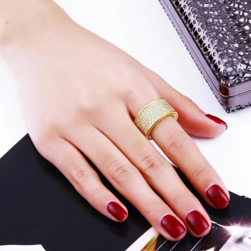 925 Silber Edelstein Ringe Finger glänzend 320 Stück vollständig simulierter Diamant Goldring für Damen Herren