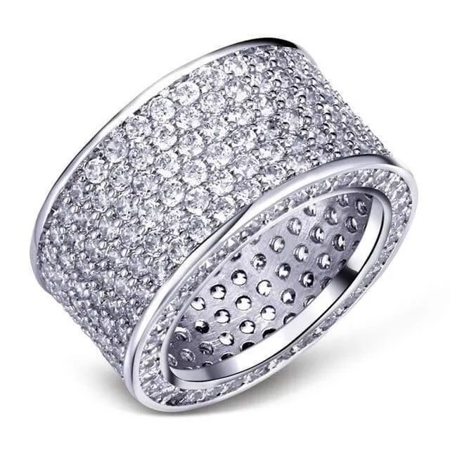 925 Silber Edelstein Ringe Finger glänzend 320 Stück vollständig simulierter Diamant Goldring für Damen Herren