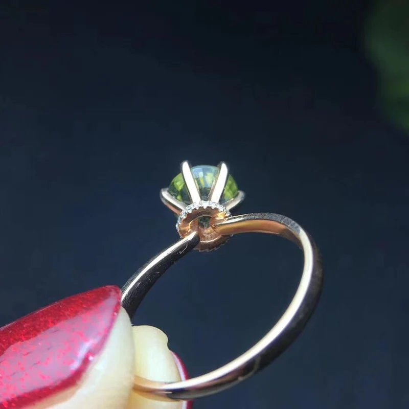 18 K Gold, natürlicher grüner Turmalin, 1.8 ct Edelstein, Diamant, Geschenk, weibliche Ringe für Frauen, feiner Ring