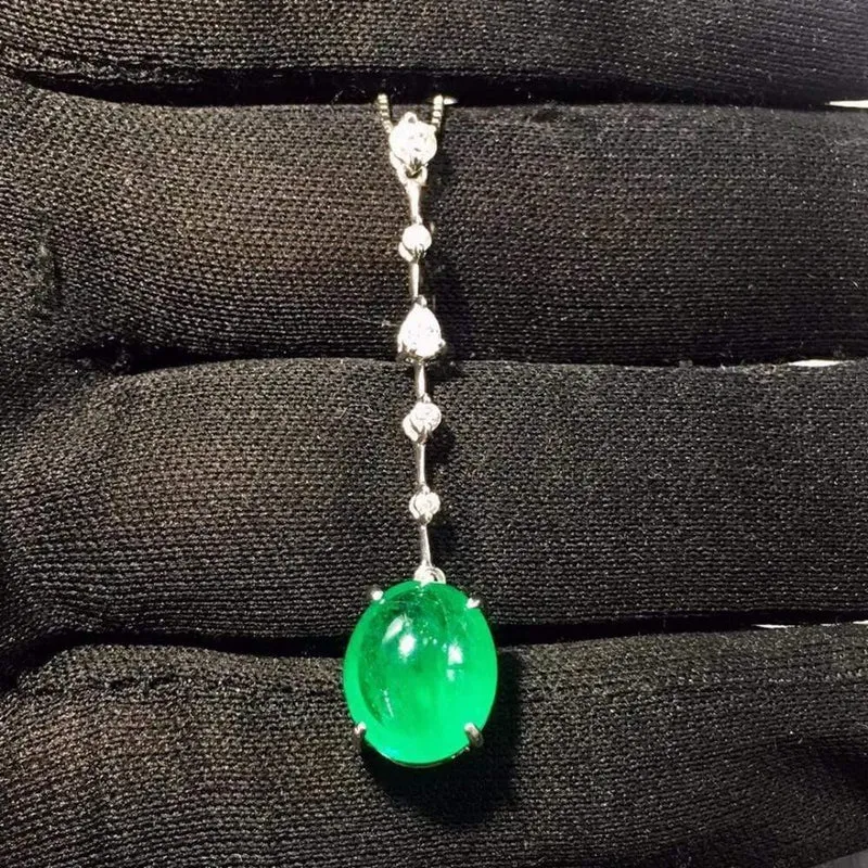 Feiner Schmuck, echter Pt850-Gold, natürlicher 4.46 ct Smaragd, Edelsteine, weibliche Anhänger für Frauen, feine Halskette