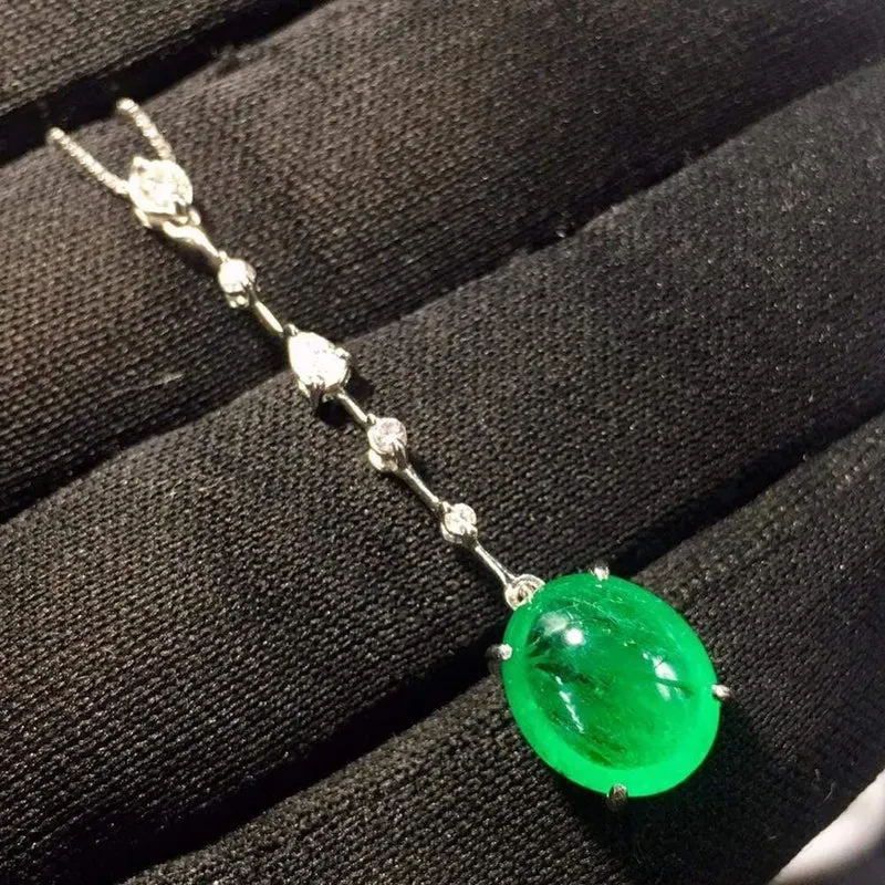 Feiner Schmuck, echter Pt850-Gold, natürlicher 4.46 ct Smaragd, Edelsteine, weibliche Anhänger für Frauen, feine Halskette
