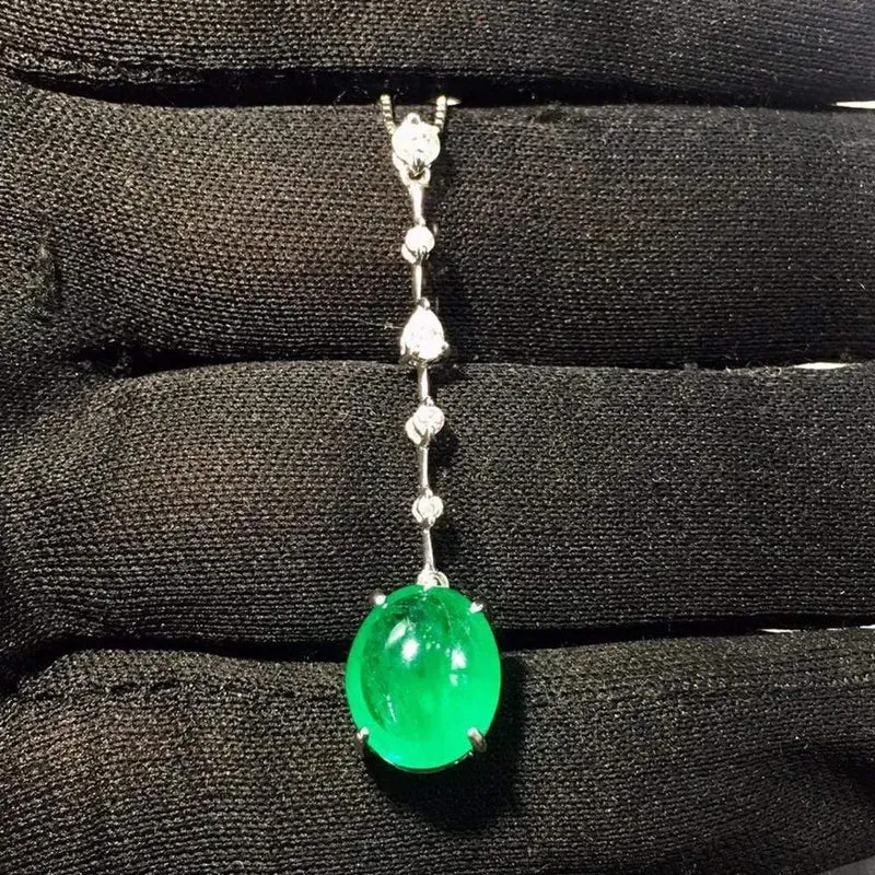Feiner Schmuck, echter Pt850-Gold, natürlicher 4.46 ct Smaragd, Edelsteine, weibliche Anhänger für Frauen, feine Halskette