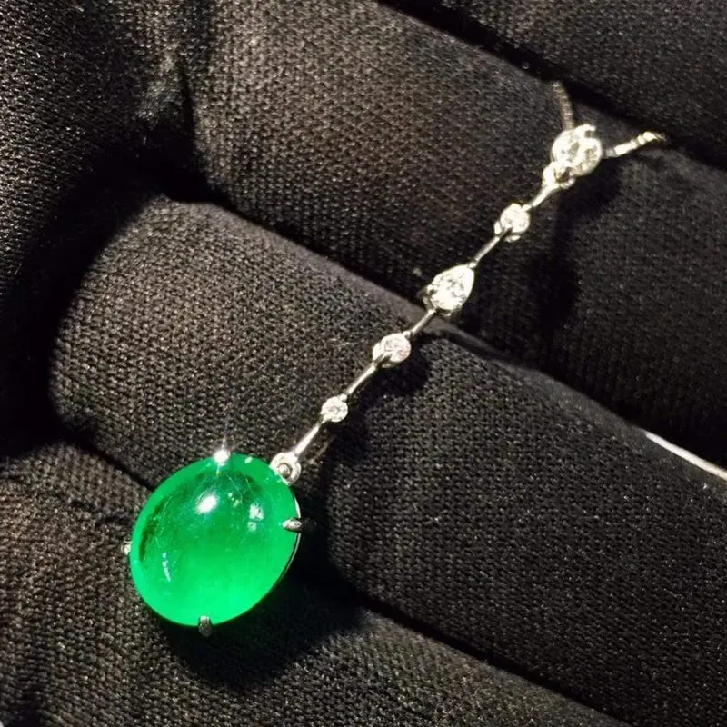 Feiner Schmuck, echter Pt850-Gold, natürlicher 4.46 ct Smaragd, Edelsteine, weibliche Anhänger für Frauen, feine Halskette