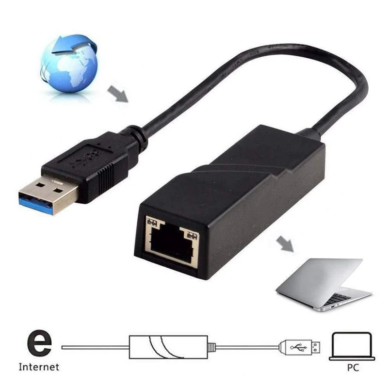 USB Ethernet Adapter Netzwerkkarte USB 3.0 zu RJ45 Lan Gigabit Internet für Computer