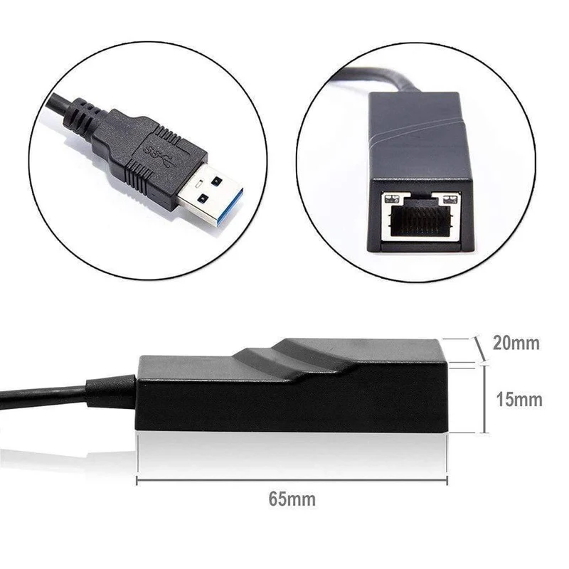 USB Ethernet Adapter Netzwerkkarte USB 3.0 zu RJ45 Lan Gigabit Internet für Computer