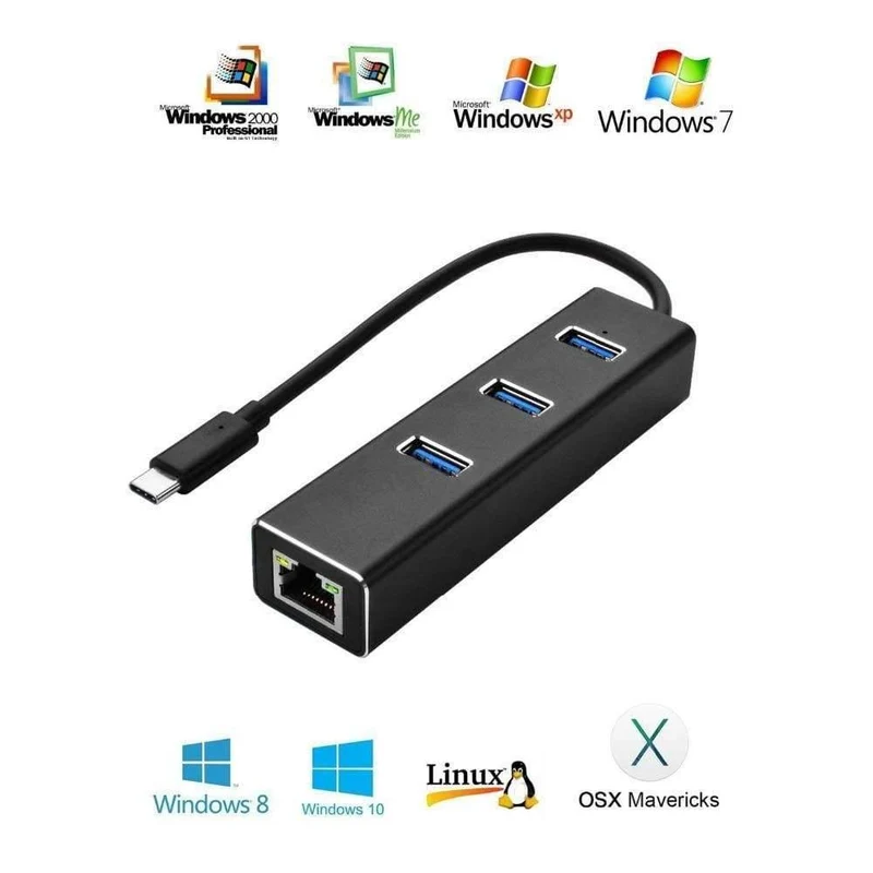 USB-C-Ethernet-Adapter, USB-C-Hub zu Ethernet, externer RJ45-LAN-Adapter, USB-C-Netzwerkkarte