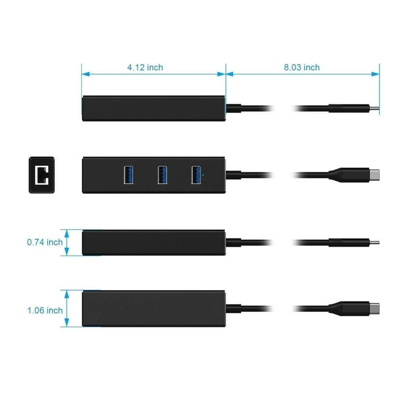 USB-C-Ethernet-Adapter, USB-C-Hub zu Ethernet, externer RJ45-LAN-Adapter, USB-C-Netzwerkkarte