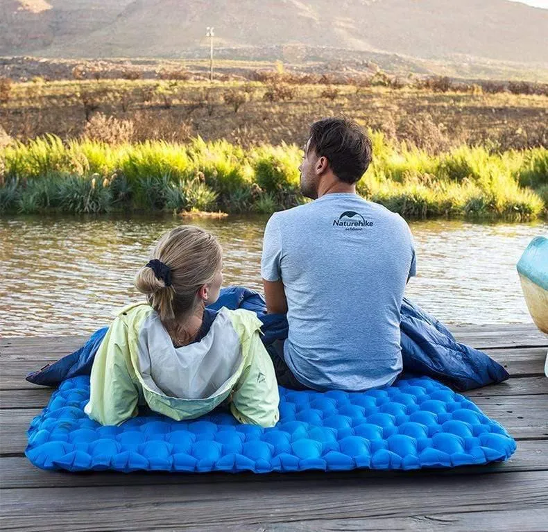 Outdoor Camping Aufblasbares Kissen Feuchtigkeitsbeständiger Schlafsack Matratzenauflage Mit Aufblasbarem Beutel Für 1-2 Personen