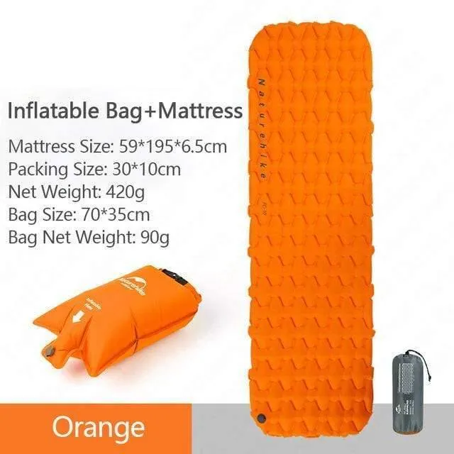 Outdoor Camping Aufblasbares Kissen Feuchtigkeitsbeständiger Schlafsack Matratzenauflage Mit Aufblasbarem Beutel Für 1-2 Personen