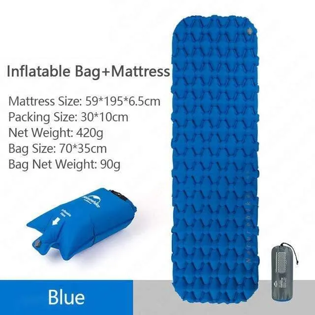 Outdoor Camping Aufblasbares Kissen Feuchtigkeitsbeständiger Schlafsack Matratzenauflage Mit Aufblasbarem Beutel Für 1-2 Personen