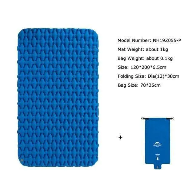Outdoor Camping Aufblasbares Kissen Feuchtigkeitsbeständiger Schlafsack Matratzenauflage Mit Aufblasbarem Beutel Für 1-2 Personen