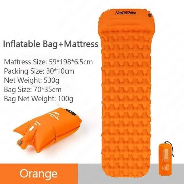 Outdoor Camping Aufblasbares Kissen Feuchtigkeitsbeständiger Schlafsack Matratzenauflage Mit Aufblasbarem Beutel Für 1-2 Personen
