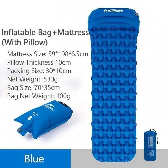 Outdoor Camping Aufblasbares Kissen Feuchtigkeitsbeständiger Schlafsack Matratzenauflage Mit Aufblasbarem Beutel Für 1-2 Personen
