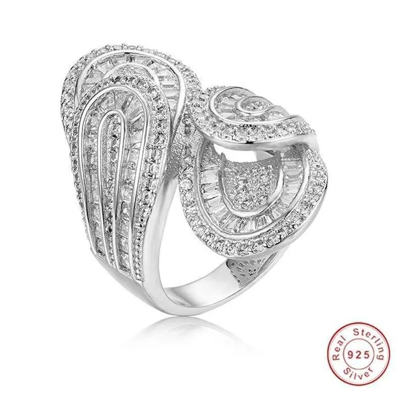 925 Sterling Silber Ring Luxus Blatt Pflastern Birthstone Simulierte Diamant Ringe Cocktail Hochzeit Ringe Für Frauen Geschenk