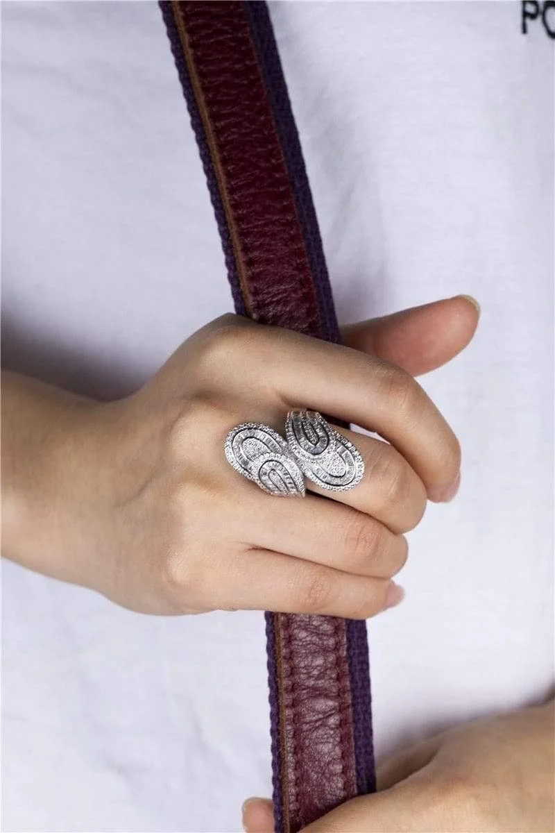 925 Sterling Silber Ring Luxus Blatt Pflastern Birthstone Simulierte Diamant Ringe Cocktail Hochzeit Ringe Für Frauen Geschenk