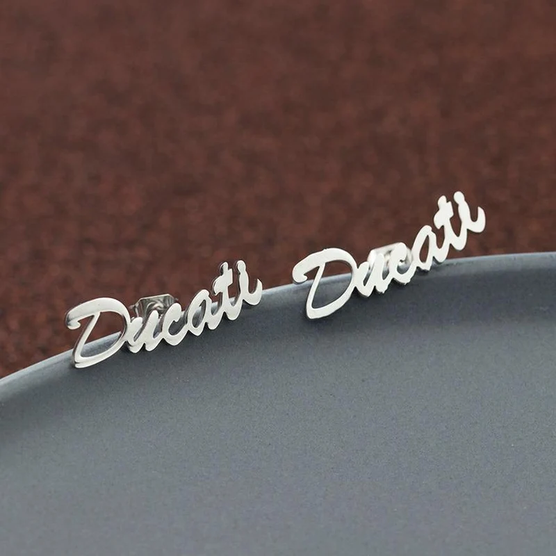 1 Paar personalisierte Namensohrringe für Frauen, personalisierbar, mit Initialen, kursivem Namensschild, Ohrstecker, Geschenk für beste Freundin, Mädchen