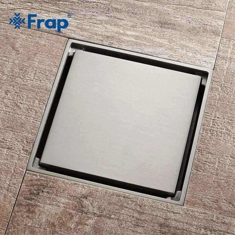 Flieseneinsatz Quadratisch Bodenablauf Bad Unsichtbar 10cm * 10cm Gebürstet Modernes Design Desodorierender Bodenablauf für Bad Y38107 (Y38107)