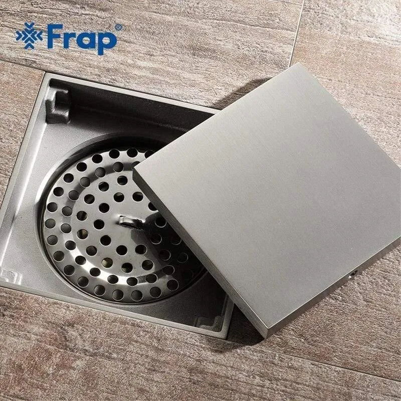 Flieseneinsatz Quadratisch Bodenablauf Bad Unsichtbar 10cm * 10cm Gebürstet Modernes Design Desodorierender Bodenablauf für Bad Y38107 (Y38107)