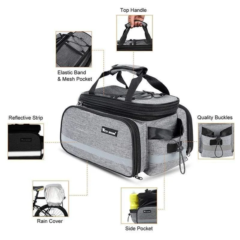 Fahrrad-Sitztasche, wasserdicht, Gepäcktasche, Fahrradtasche, 10–25 l, Fahrrad-Gepäcktasche, Gepäckträgertasche mit Regenschutz