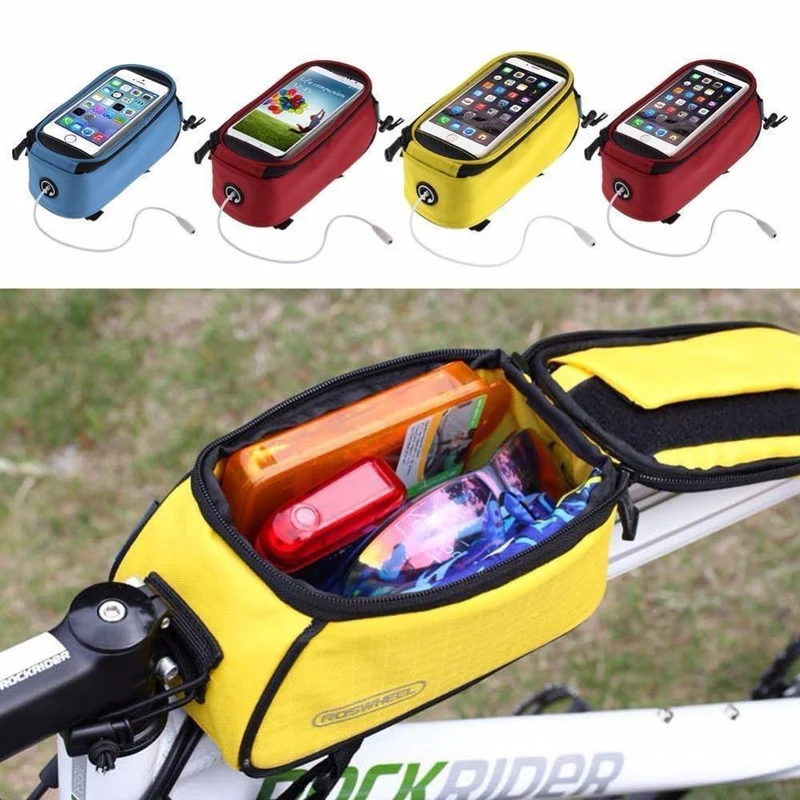 4.8 "5.5" PVC-Fahrradtasche Outdoor Radfahren Fahrradrahmentasche Vorderrohrtasche Fahrradtaschen für Handy 4 Farben