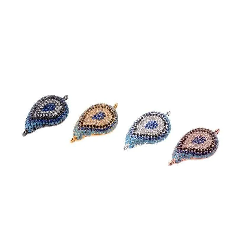 Kristall Evil Eye Spacer Perlen Messing Verbinder Armband Komponenten Charm Schmuckherstellung