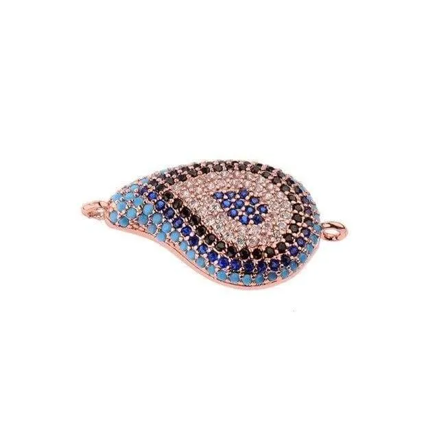 Kristall Evil Eye Spacer Perlen Messing Verbinder Armband Komponenten Charm Schmuckherstellung