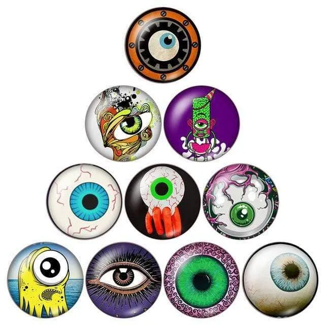 Augenpupille 10pcs 12mm / 18mm / 20mm / 25mm Runde Fotoglas-Cabochon-Demo mit flachem Rücken Befund ZB0500