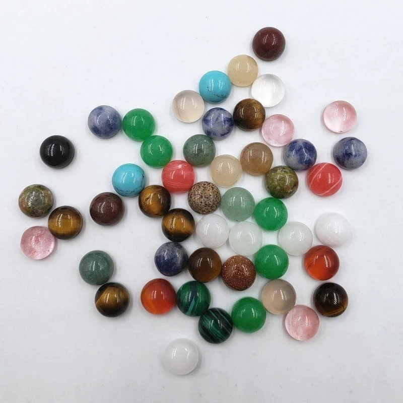 50 Teile/los mode 6MM Gute qualität verschiedene natursteine ​​runde mixed charms cabochon perlen für schmuck machen Ring zubehör