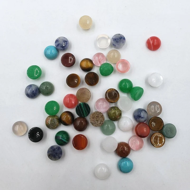 50 Teile/los mode 6MM Gute qualität verschiedene natursteine ​​runde mixed charms cabochon perlen für schmuck machen Ring zubehör