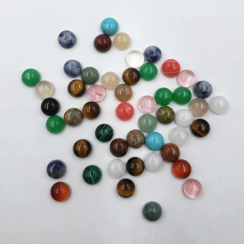 50 Teile/los mode 6MM Gute qualität verschiedene natursteine ​​runde mixed charms cabochon perlen für schmuck machen Ring zubehör