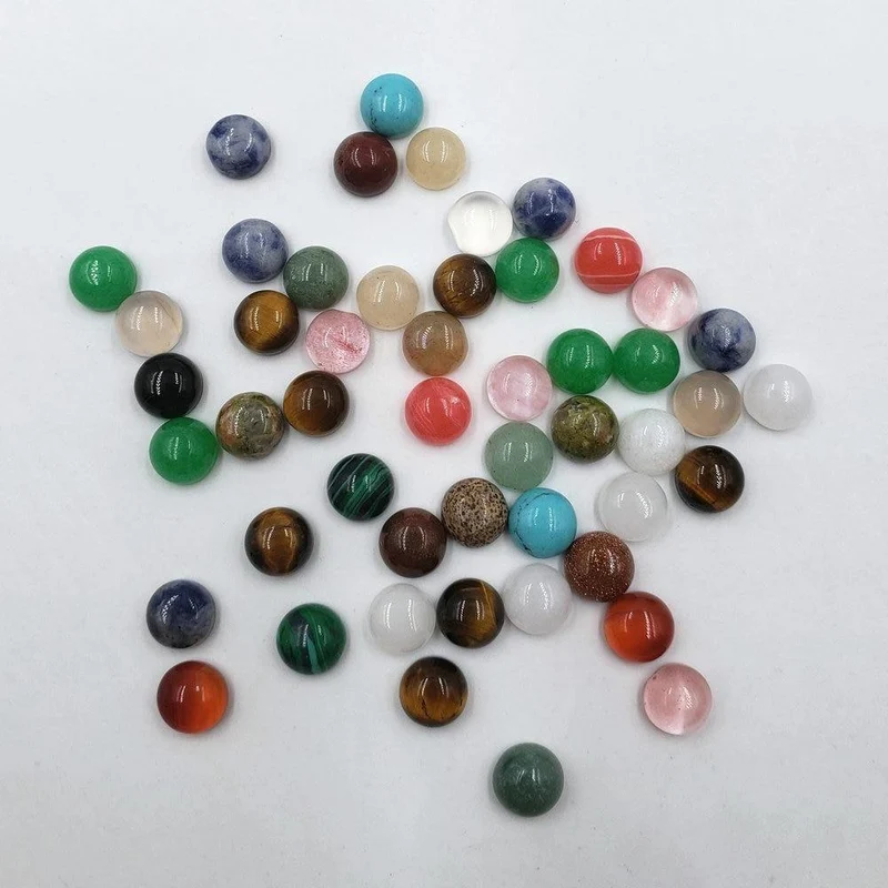 50 Teile/los mode 6MM Gute qualität verschiedene natursteine ​​runde mixed charms cabochon perlen für schmuck machen Ring zubehör