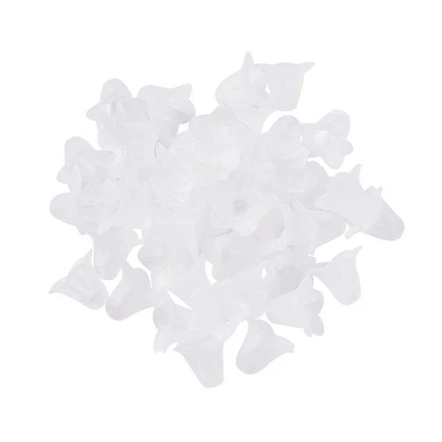 50 Stück gefrostete transparente Acryl-Blumenperlen für Ohrringe, Halsketten, Armbänder, Schmuckherstellung, DIY, weiß, rot, 16 x 12 mm, Loch: 1.5 mm