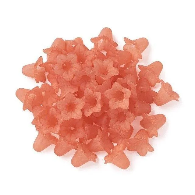 50 Stück gefrostete transparente Acryl-Blumenperlen für Ohrringe, Halsketten, Armbänder, Schmuckherstellung, DIY, weiß, rot, 16 x 12 mm, Loch: 1.5 mm