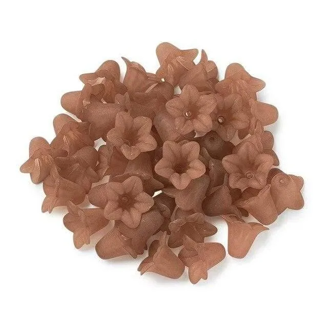 50 Stück gefrostete transparente Acryl-Blumenperlen für Ohrringe, Halsketten, Armbänder, Schmuckherstellung, DIY, weiß, rot, 16 x 12 mm, Loch: 1.5 mm
