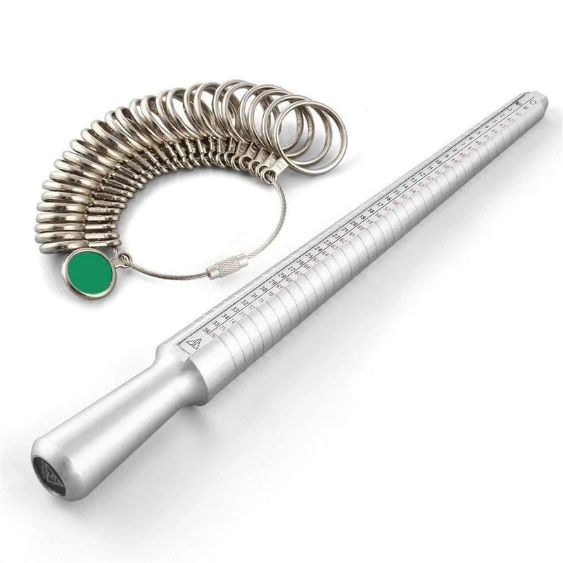Metall-Ringmaß-Set, Messring mit Ringen, Dornmaß, Fingergrößen-Messstab, Ring-Schmuck-Werkzeug-Set A30