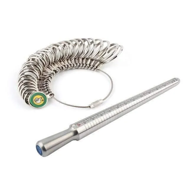 Metall-Ringmaß-Set, Messring mit Ringen, Dornmaß, Fingergrößen-Messstab, Ring-Schmuck-Werkzeug-Set A30