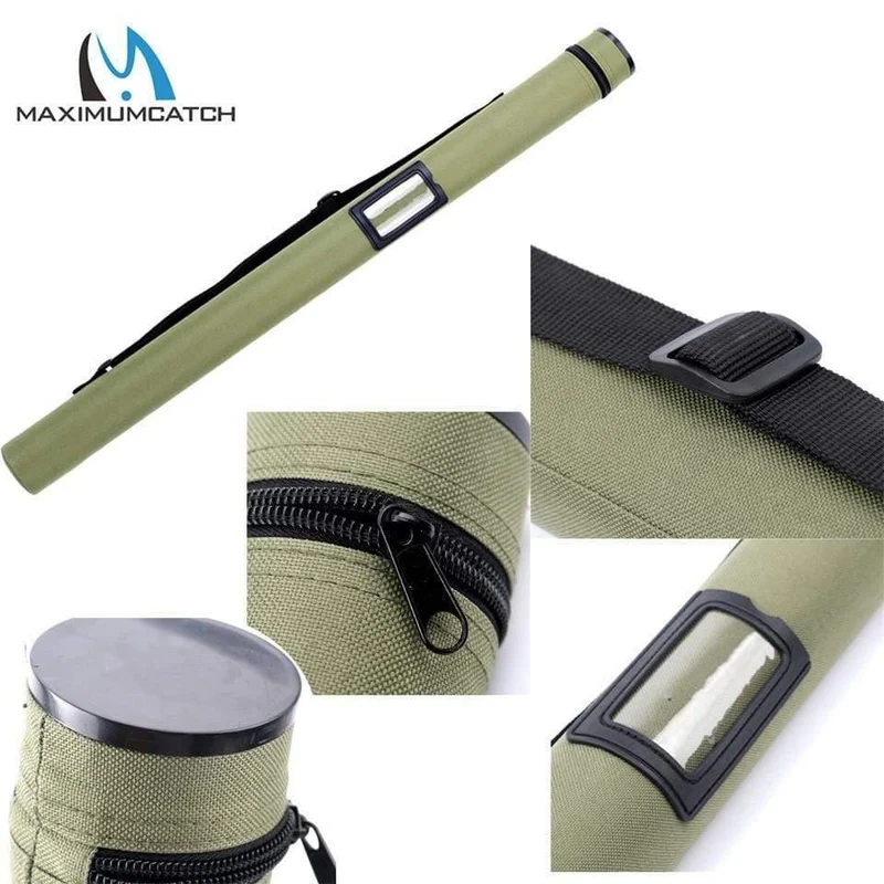 Armeegrünes Cordura-Rutenfutteral, Carbonfaser-Fliegenrutenrohr für Ruten 30", passend für 9' und 10' Angeltasche