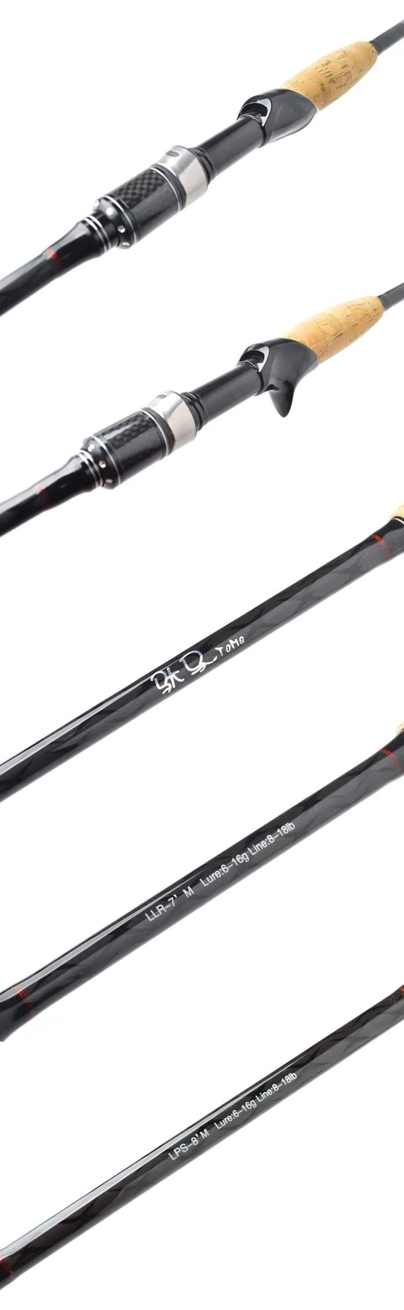 Carbon Angelrute Casting Spinning 2.1 m 2.4 m 3 Abschnitt M Power 6-16g Schnelle Action Locken stange Reise Angelgerät