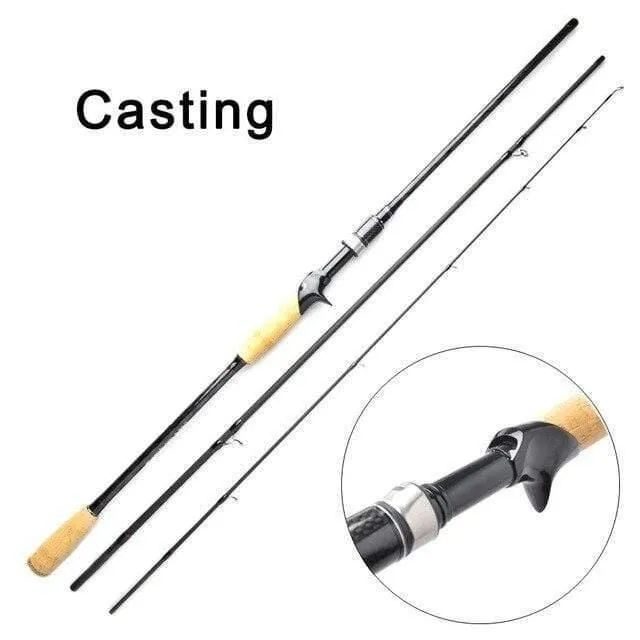 Carbon Angelrute Casting Spinning 2.1 m 2.4 m 3 Abschnitt M Power 6-16g Schnelle Action Locken stange Reise Angelgerät