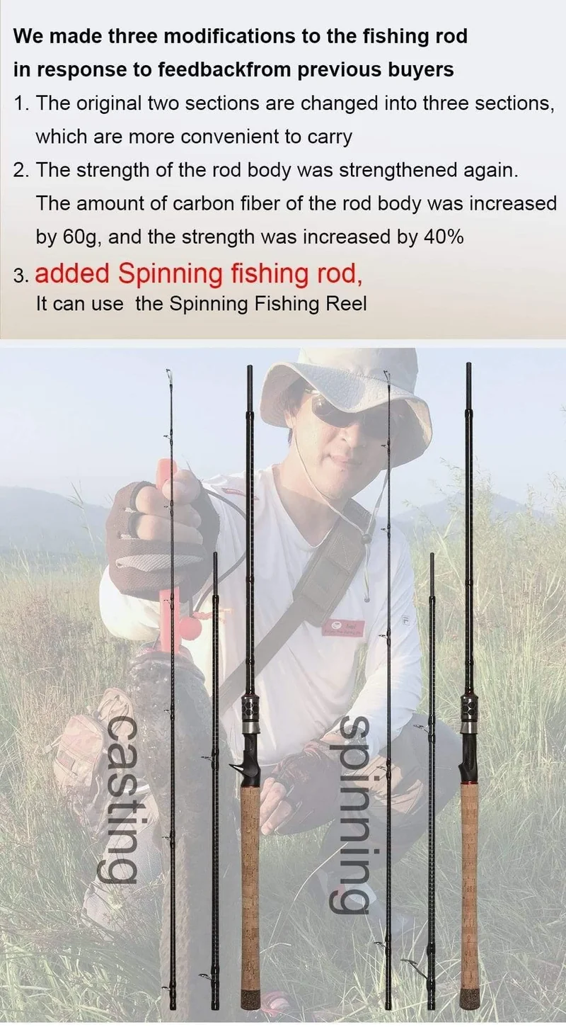MONSTER HUNTER 803XXH Casting Spinning Angelrute Carbon Fiber 2.38 m 20-80g Power Wels KÖDER Reise Angelrute