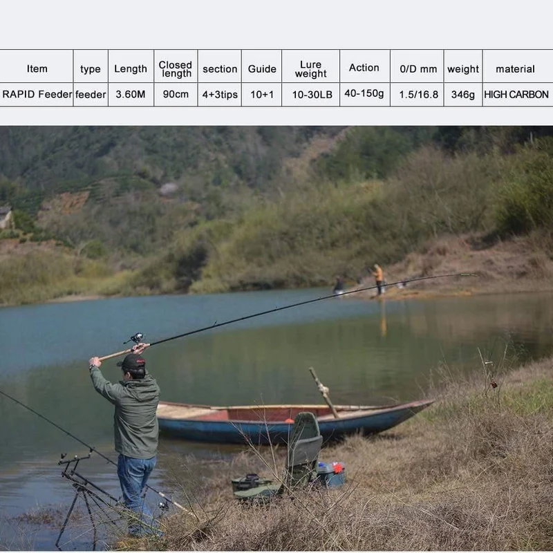 Angelrute Spinning Casting Reiserute 3.6 m Vara de Pesca Fuji Carp Feeder 40-200 g Stange