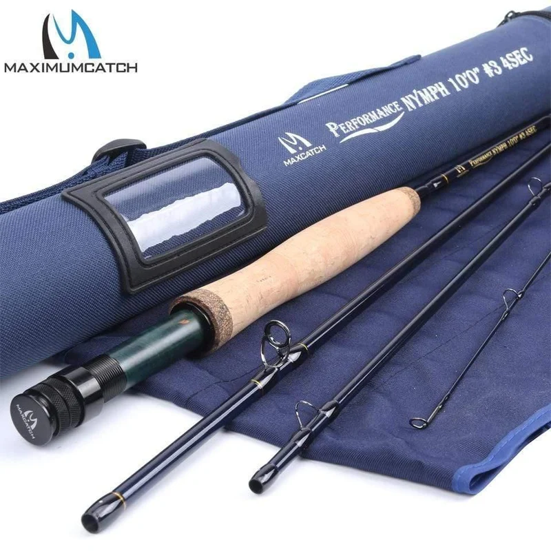 3WT/4WT Nymph Fliegenfischerrute Graphit Kohlefaser 10FT 4Sec mit Cordura-Rohr