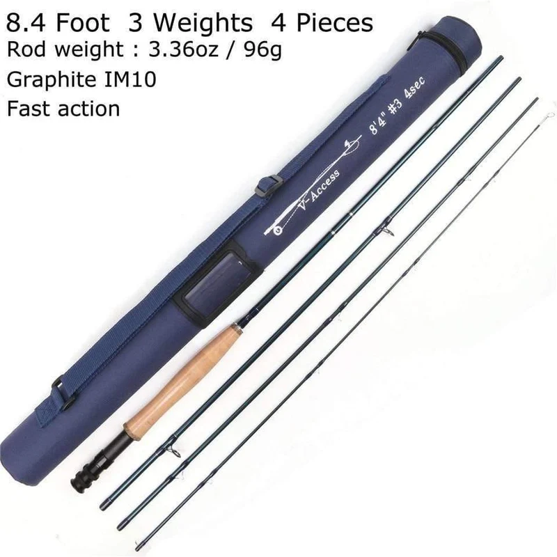 Fliegenrute 3 / 4 / 5 / 6 / 7 / 8 / 10 / 12 WT 8'4 '' / 9 'Carbon Fliegenruten mit Schlauch