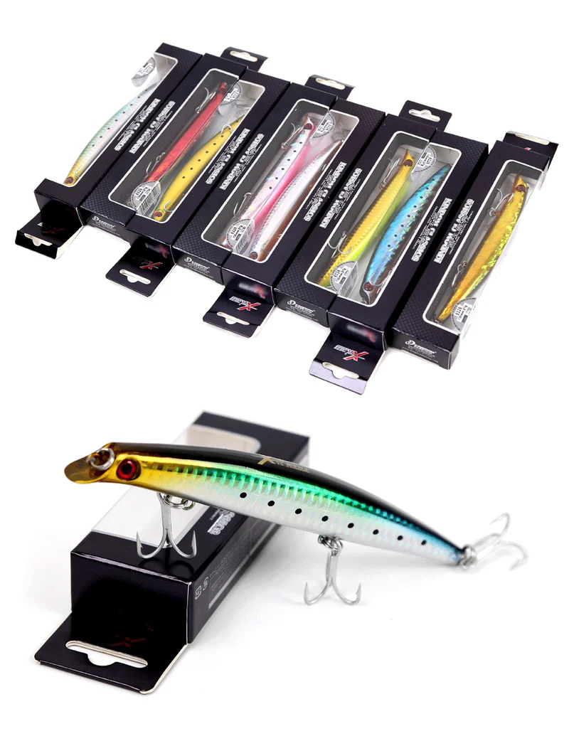 Angelköder, schwimmender Popper, lippenlos, Minnow, Meeresangeln, 3 Größen, Minnow-Köder, harter Köder, starker Haken, Wobbler, Modell 5326