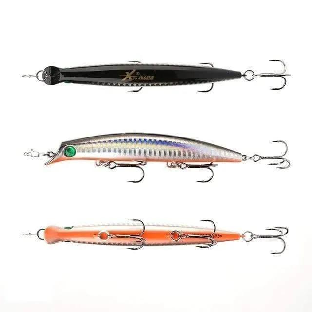 Angelköder, schwimmender Popper, lippenlos, Minnow, Meeresangeln, 3 Größen, Minnow-Köder, harter Köder, starker Haken, Wobbler, Modell 5326