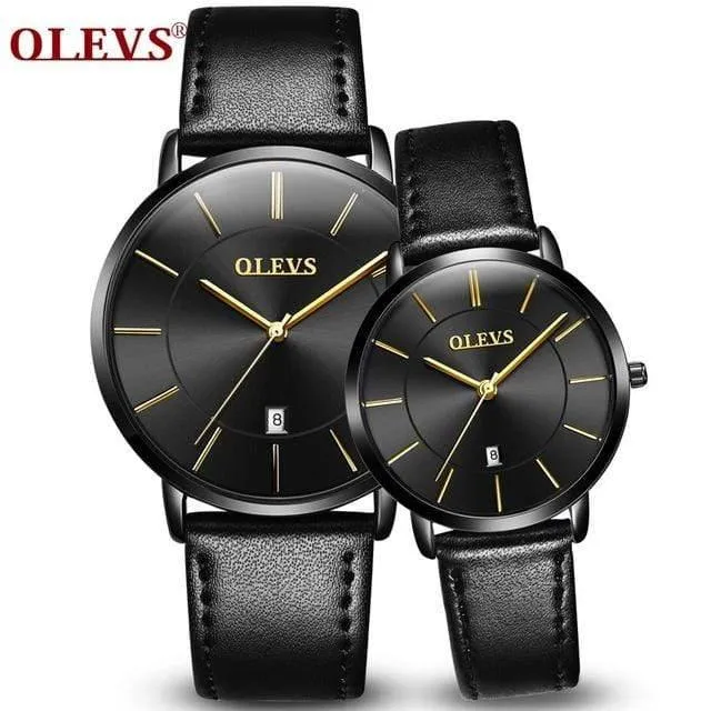 Paaruhren für Liebhaber, Luxus-Top-Marke, wasserdicht, lässiger Stil, neue modische, ultradünne Quarz-Lederuhr, hohe Qualität