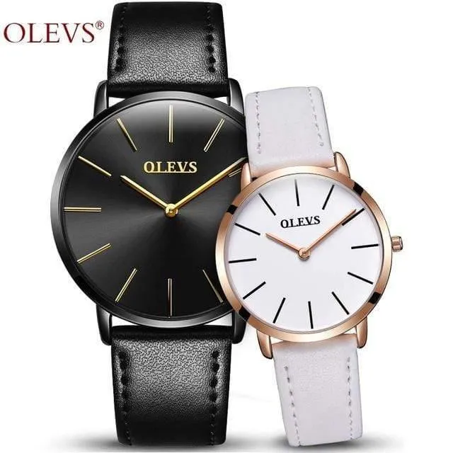 Paaruhren für Liebhaber, Luxus-Top-Marke, wasserdicht, lässiger Stil, neue modische, ultradünne Quarz-Lederuhr, hohe Qualität